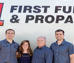 Rich Coon, the company’s founder, second from right, with David Coon, far left, Courtney Coon and Austin Coon. Photo courtesy of First Fuel & Propane